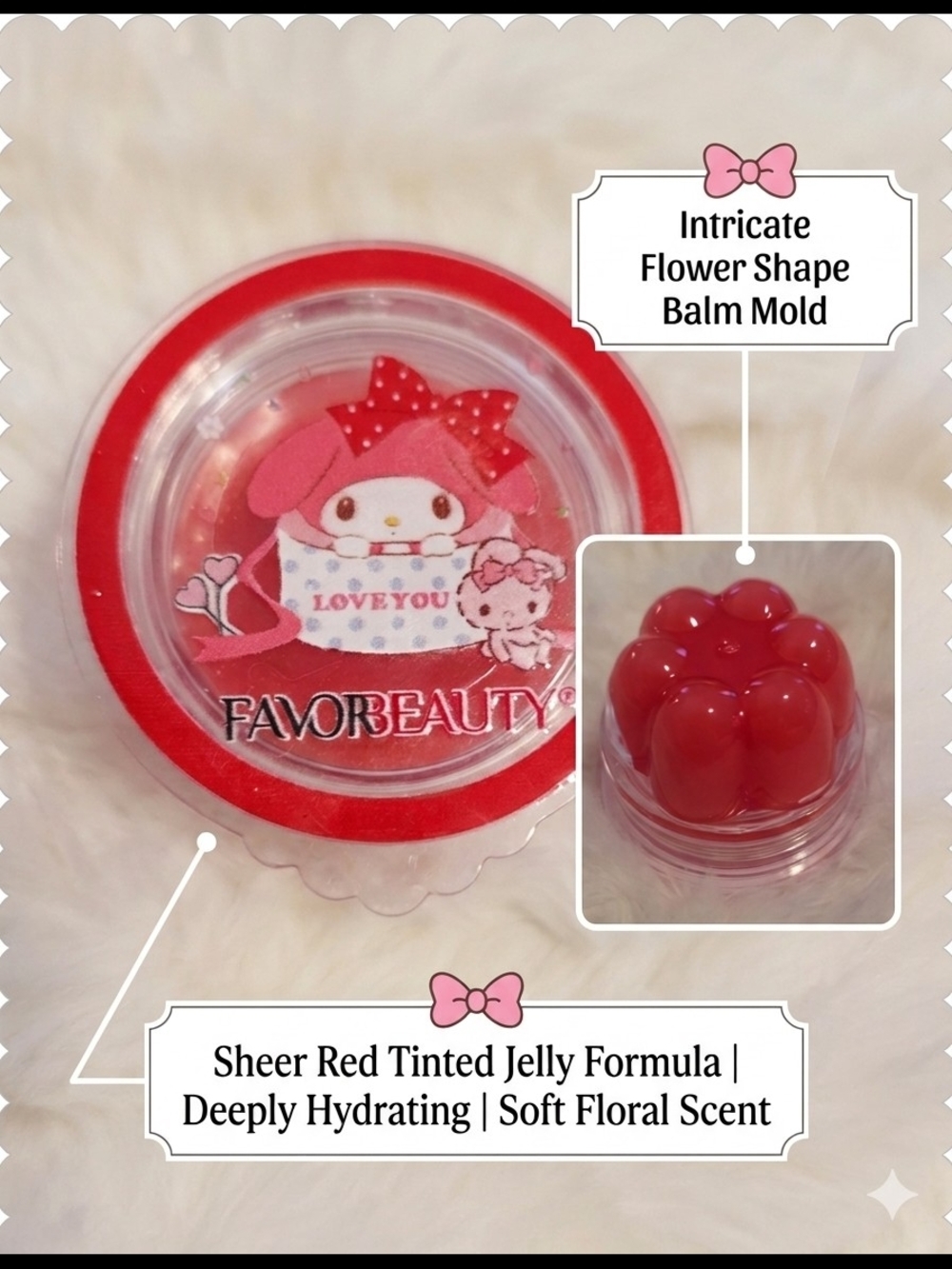 Sanrio Favorebeauty Sheer Red Floral Lip Balm Jelly Gloss